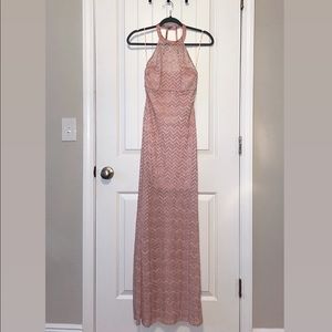 Morgan & Co Pink Prom Neck Halter Dress
